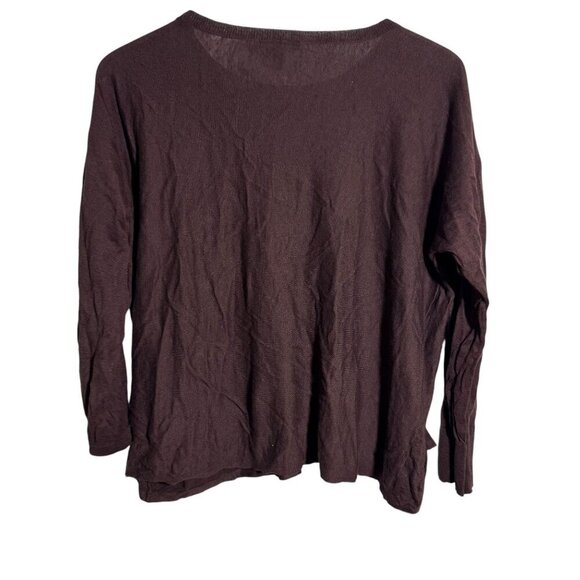 Eileen Fisher System size Large Organic Linen blend sweater top dark brown - Picture 2 of 6